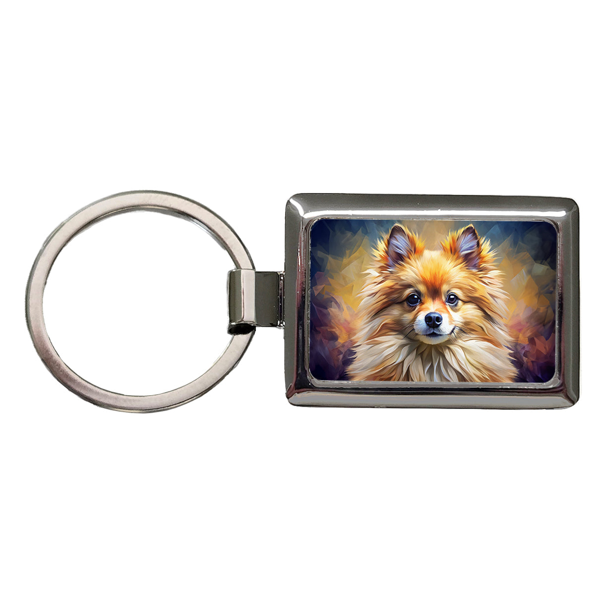 Pomeranian Dog Expressionism Art Rectangle Metal Keychain
