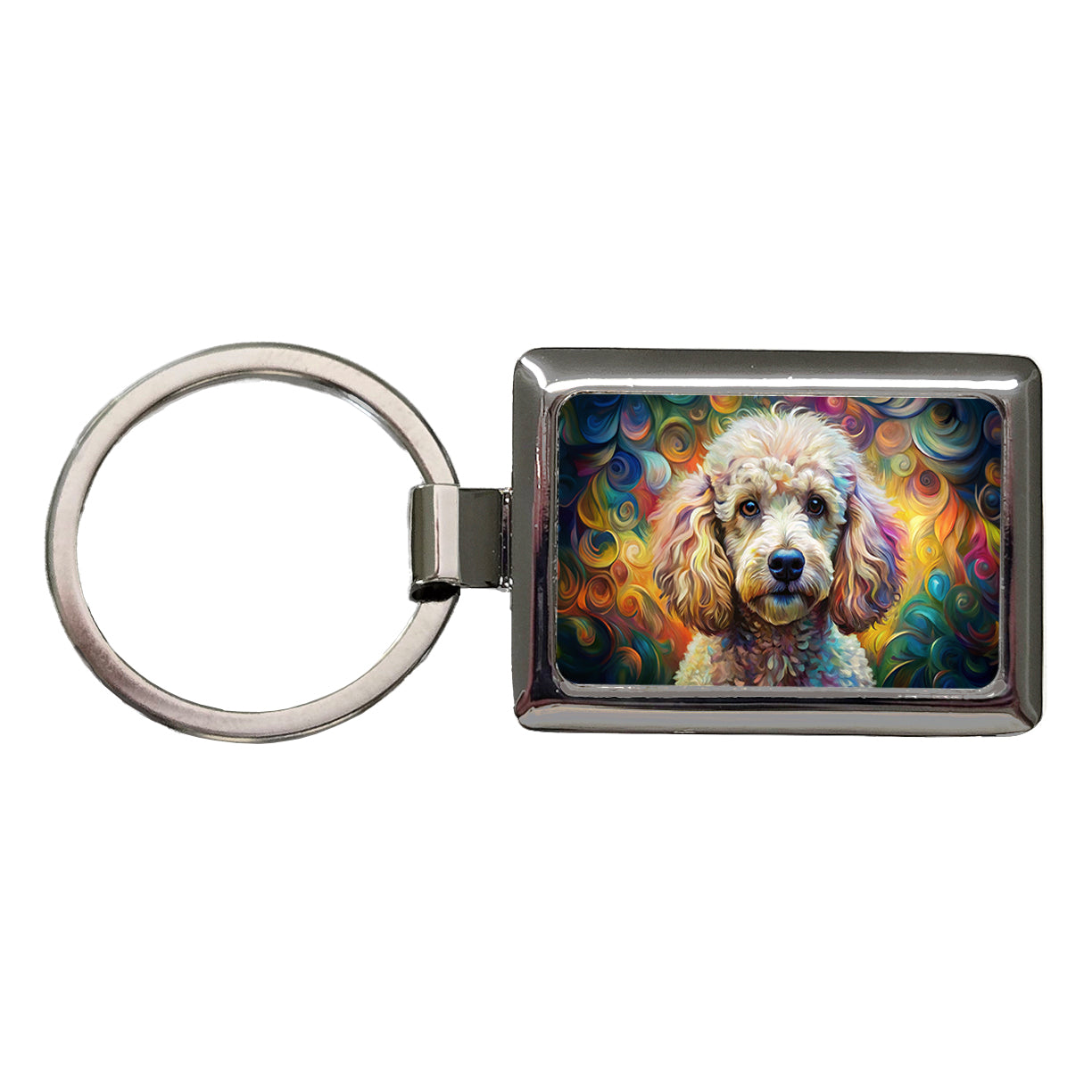 Poodle Dog Abstract Art Rectangle Metal Keychain