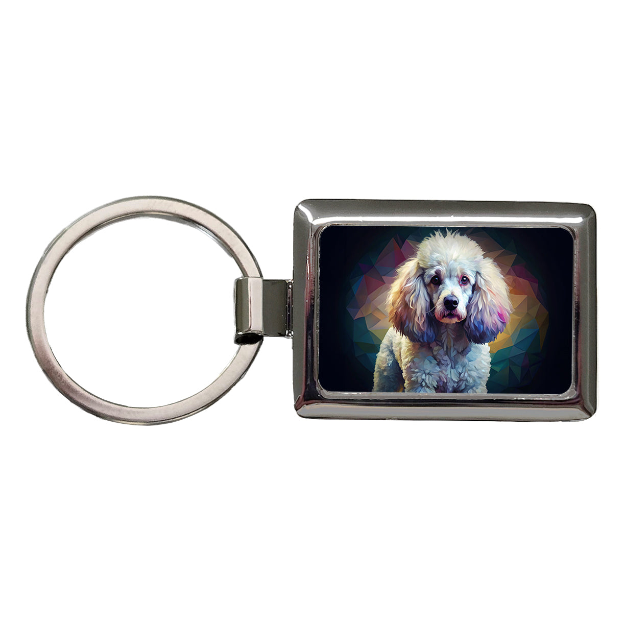 Poodle Dog Abstract Stylized Art Rectangle Metal Keychain