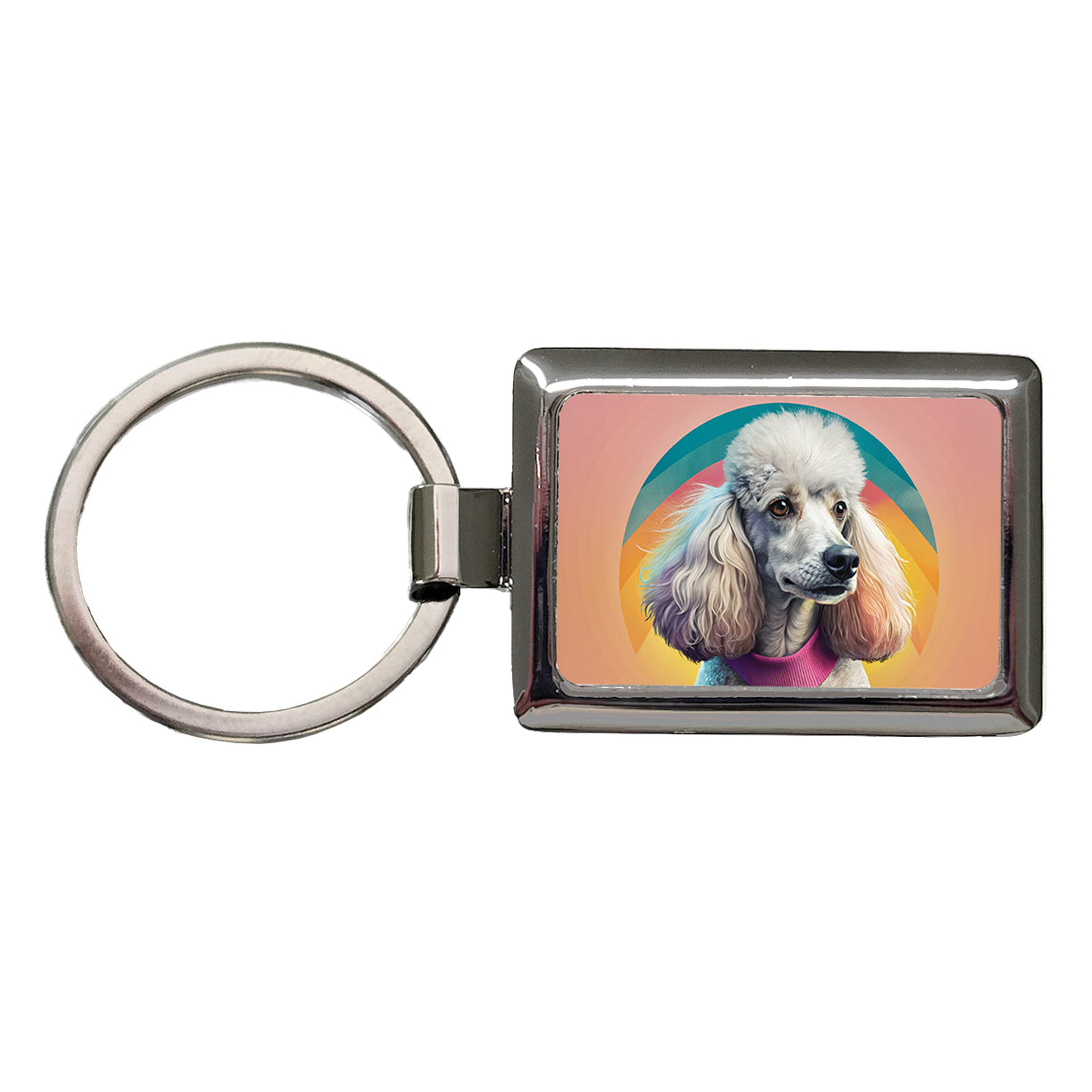 Poodle Dog Contemporary Art Rectangle Metal Keychain