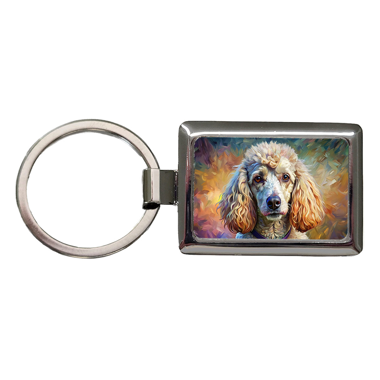 Poodle Dog Expressionism Art Rectangle Metal Keychain