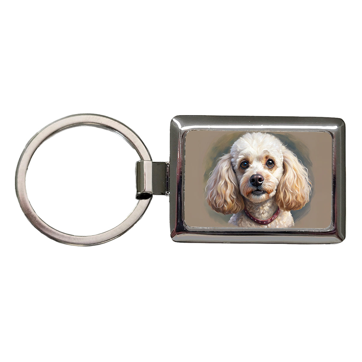 Poodle Dog Illustration Rectangle Metal Keychain