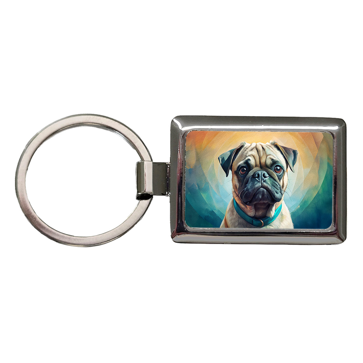Pug Dog Contemporary Art Rectangle Metal Keychain