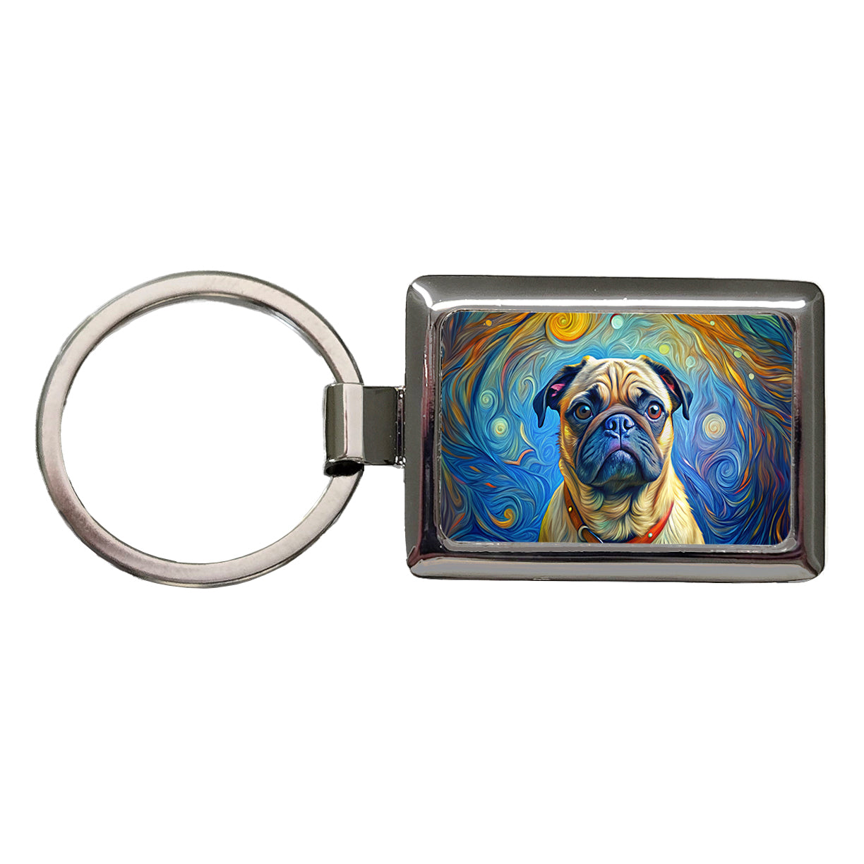 Pug Dog Expressionism Art Rectangle Metal Keychain