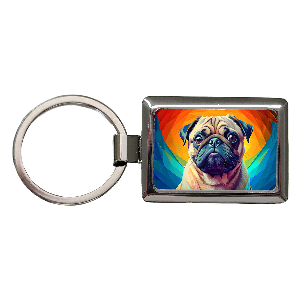 Pug Dog Pop Art Rectangle Metal Keychain