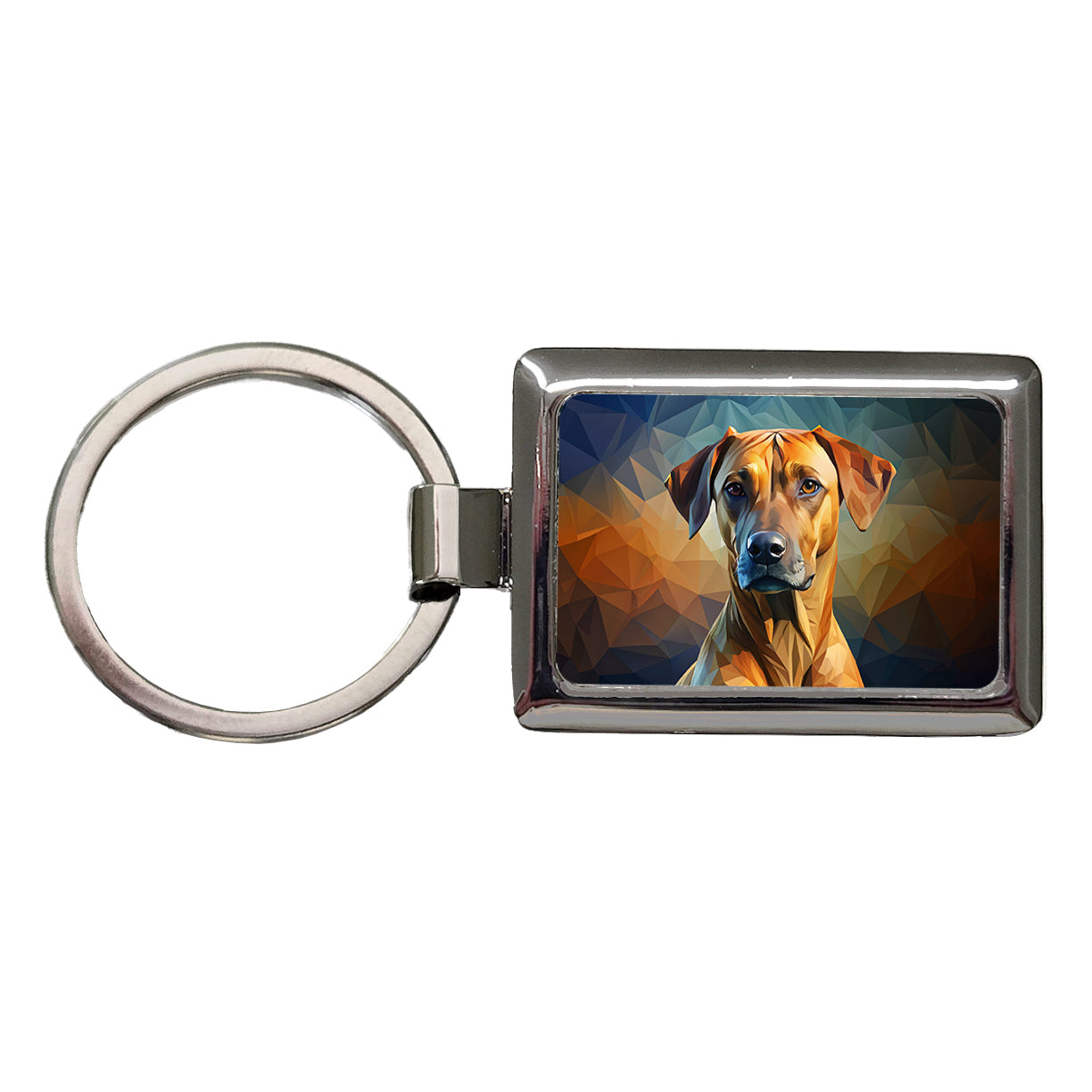 Rhodesian Ridgeback Dog Abstract Stylized Art Rectangle Metal Keychain