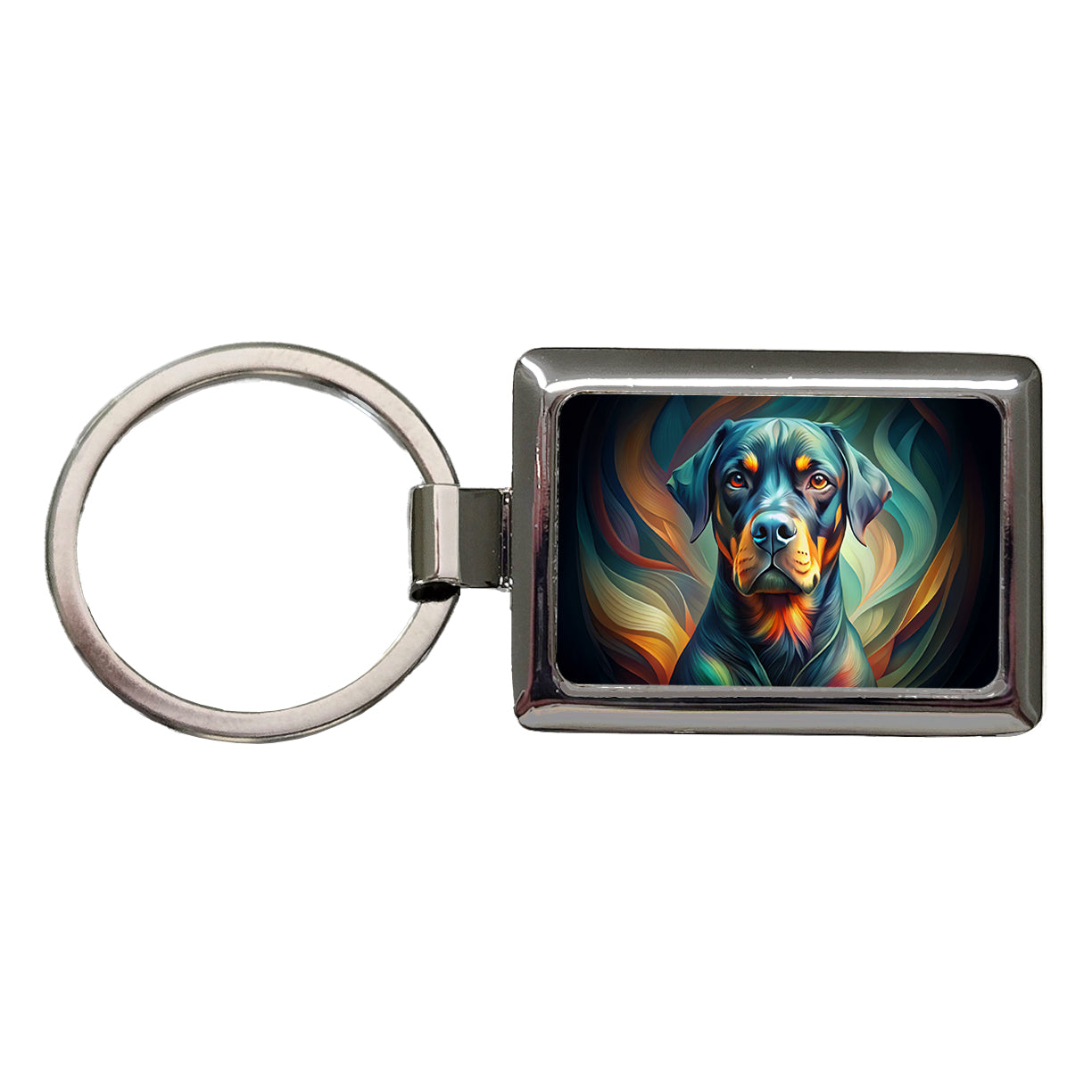 Rottweiler Dog Abstract Stylized Art Rectangle Metal Keychain