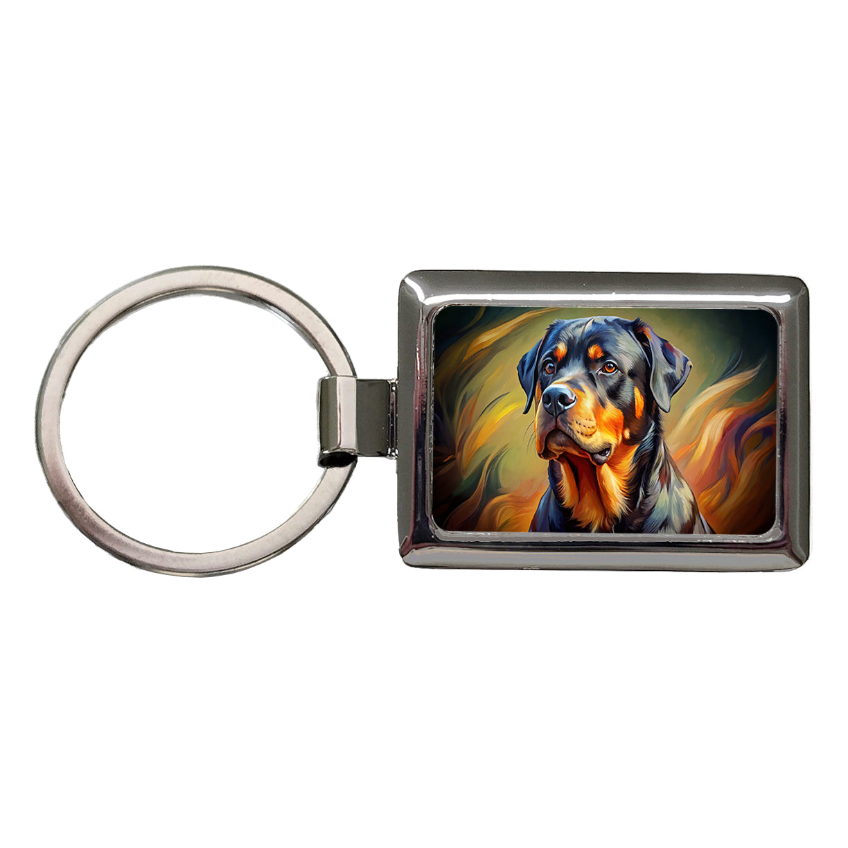 Rottweiler Dog Expressionism Art Rectangle Metal Keychain