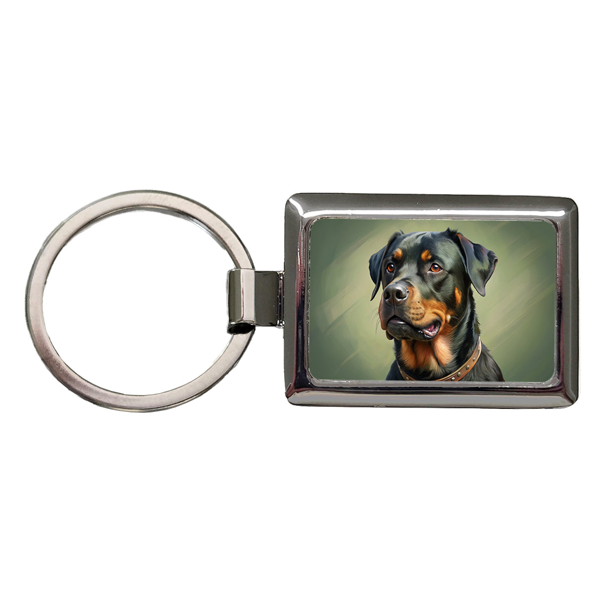Rottweiler Dog Illustration Rectangle Metal Keychain