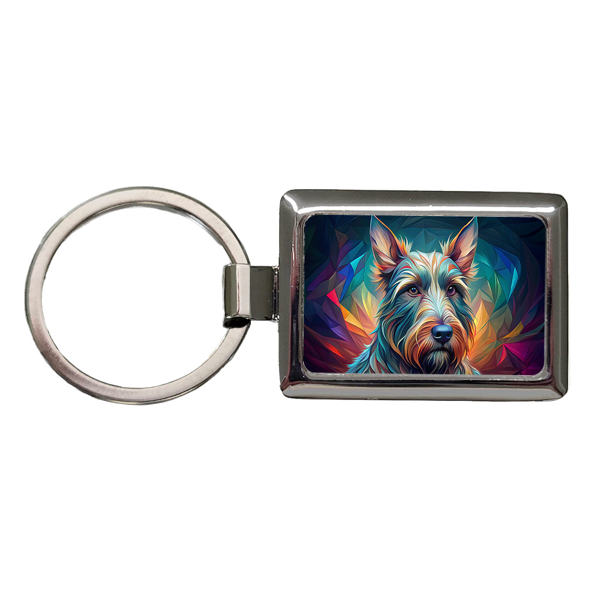 Scottish Terrier Dog Abstract Stylized Art Rectangle Metal Keychain