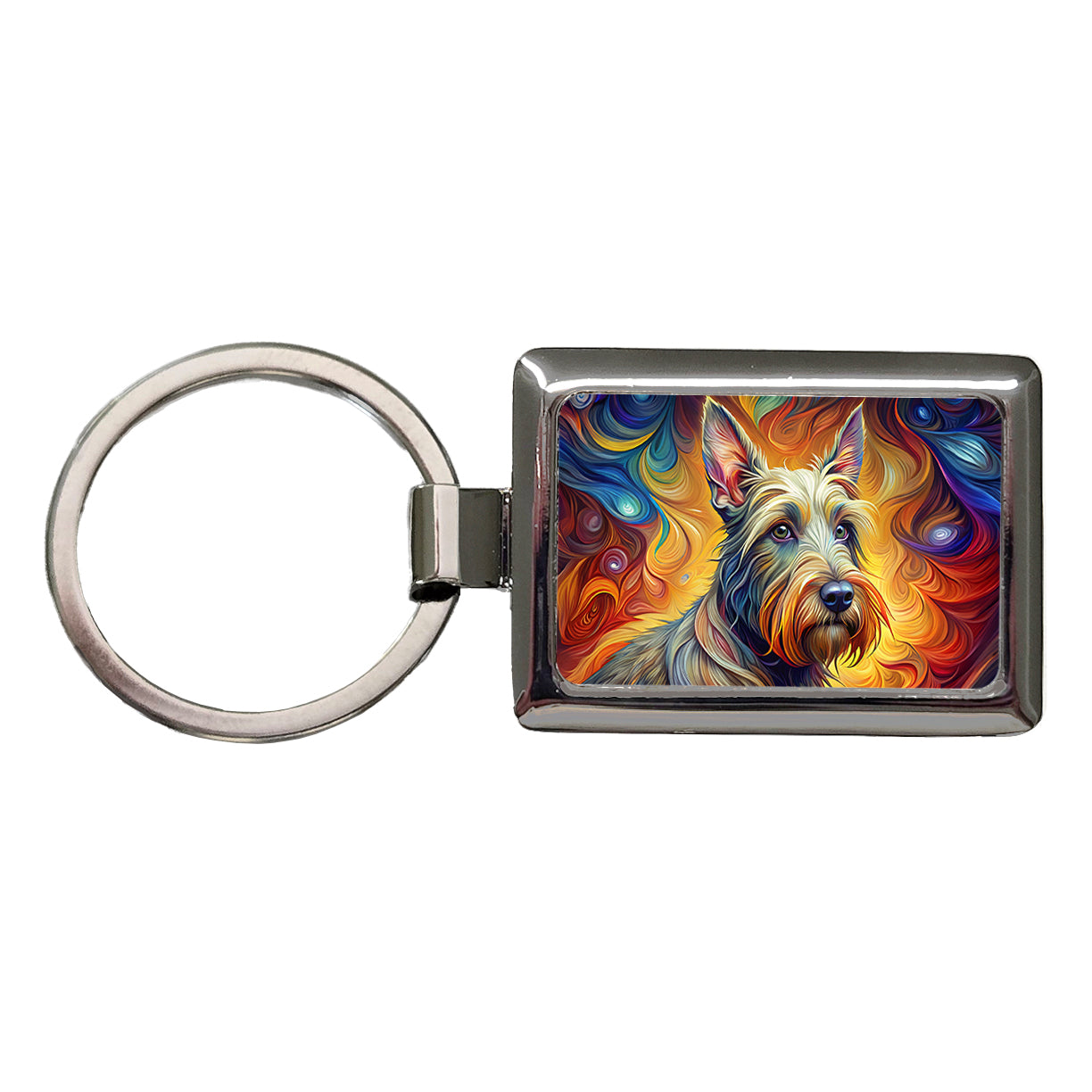 Scottish Terrier Dog Expressionism Art Rectangle Metal Keychain