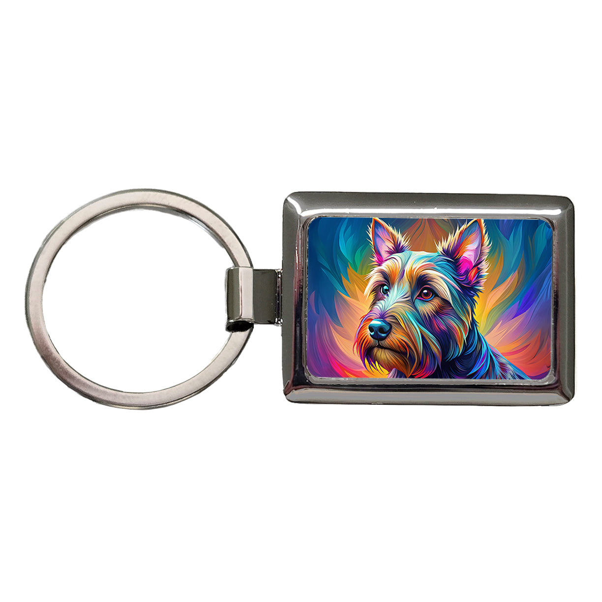 Scottish Terrier Dog Pop Art Rectangle Metal Keychain