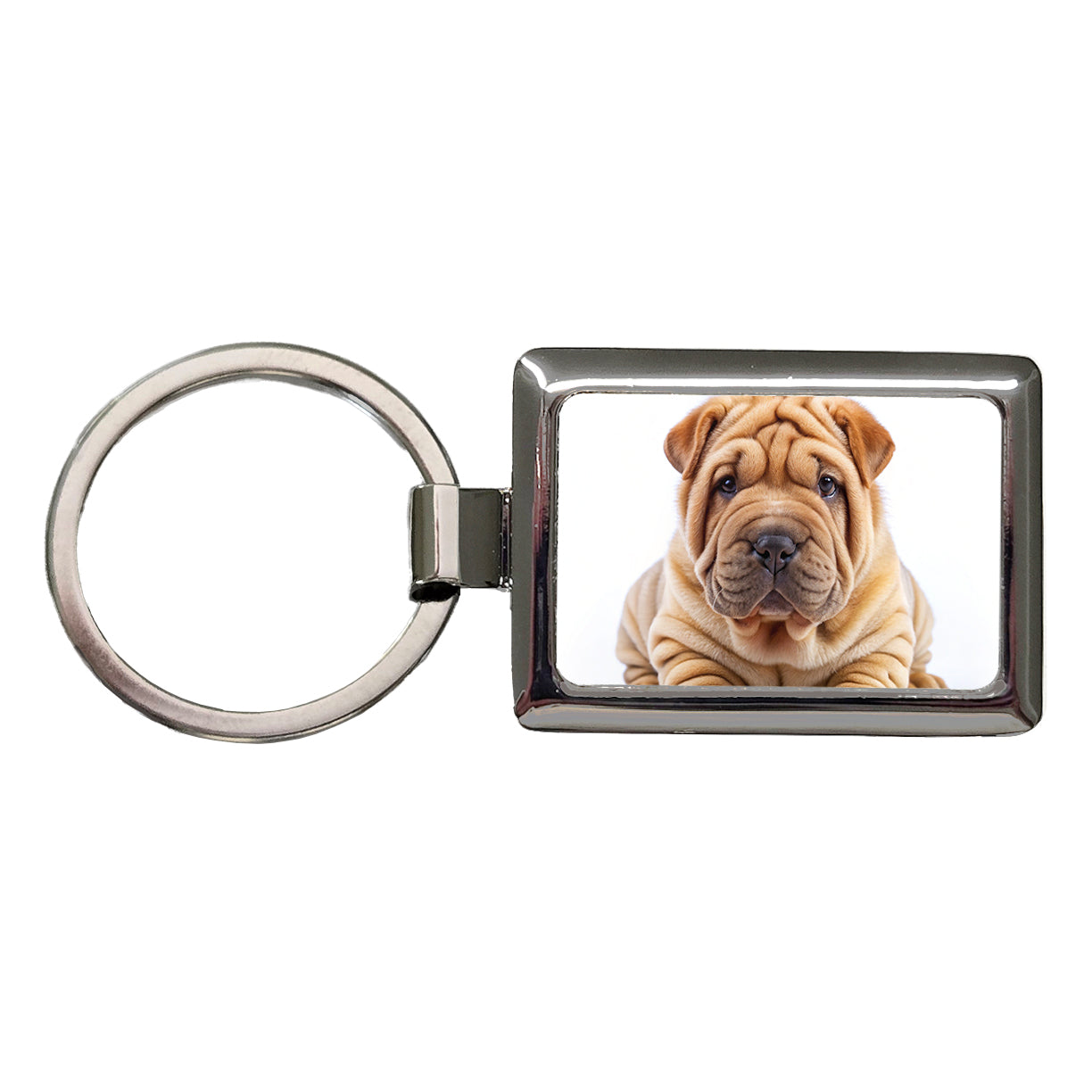 Shar Pei Dog Puppy Photo Rectangle Metal Keychain