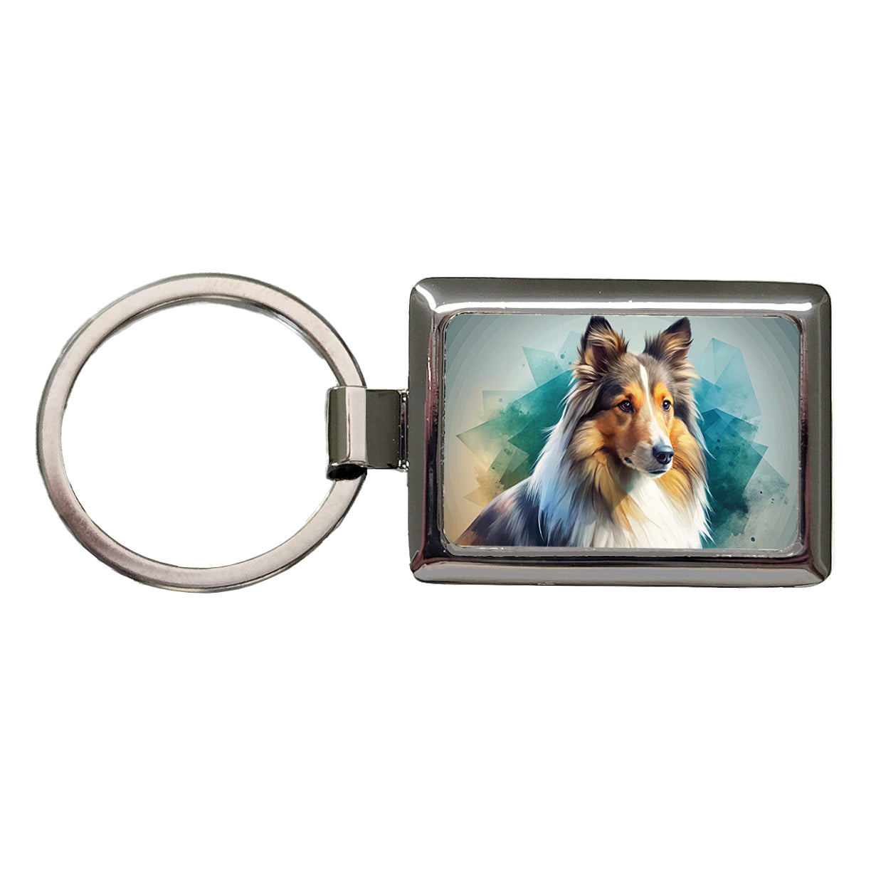 Shetland Sheepdog Sheltie Dog Contemporary Art Rectangle Metal Keychain