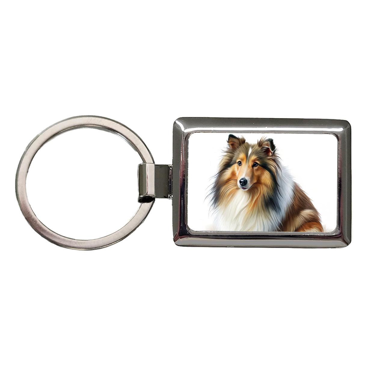 Shetland Sheepdog Sheltie Dog Illustration Rectangle Metal Keychain