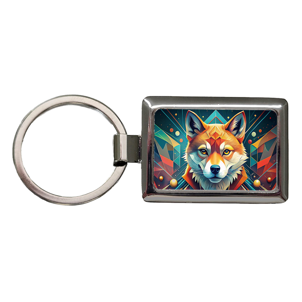 Shiba Inu Dog Abstract Stylized Art Rectangle Metal Keychain