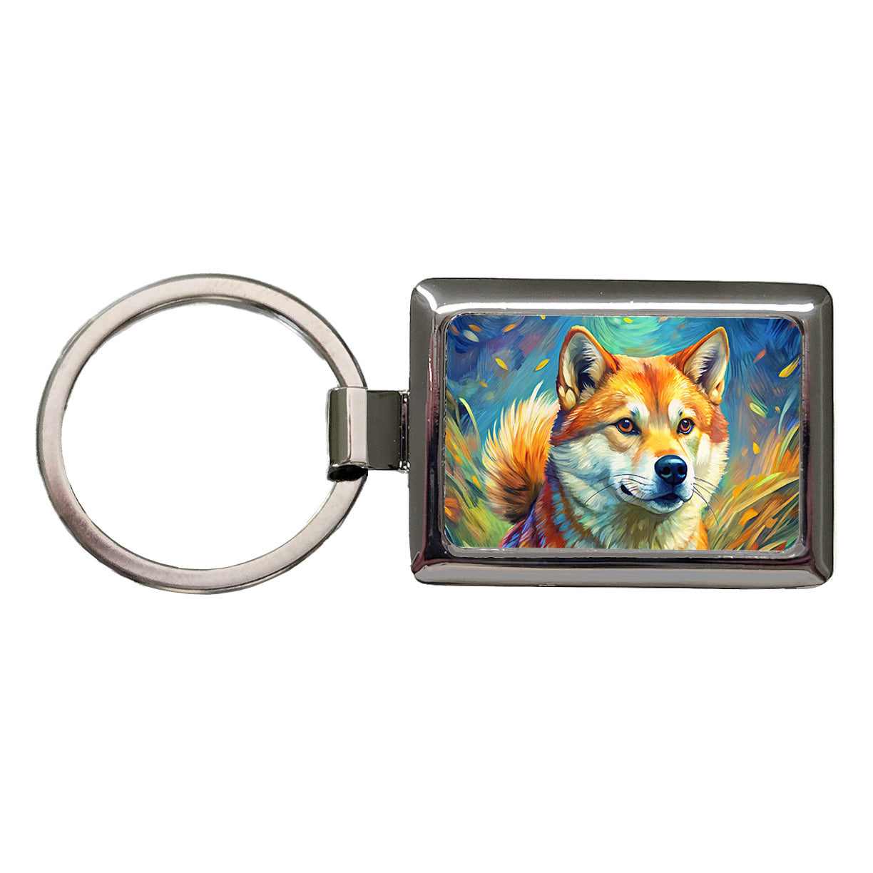 Shiba Inu Dog Expressionism Art Rectangle Metal Keychain