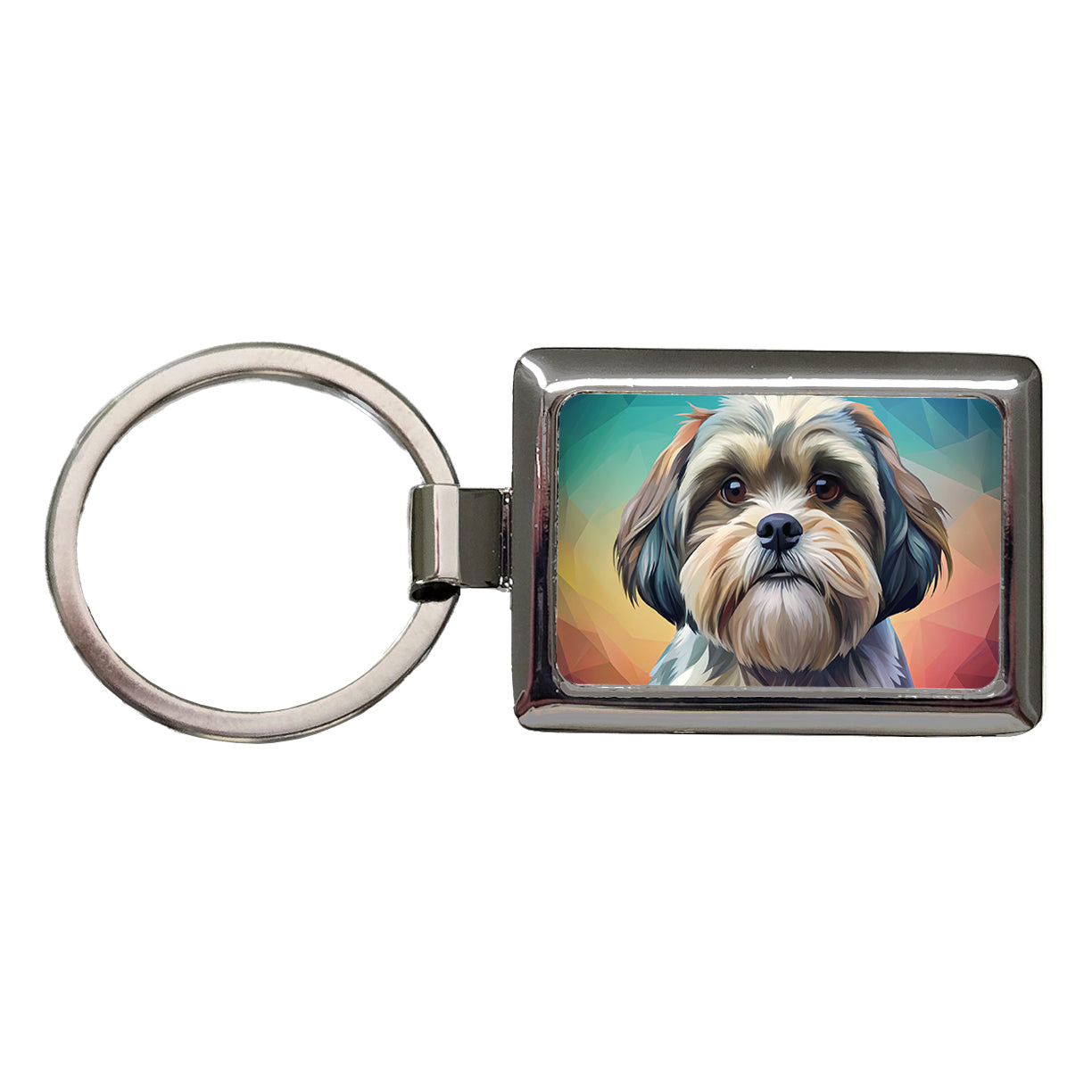 Shih Tzu Dog Contemporary Art Rectangle Metal Keychain