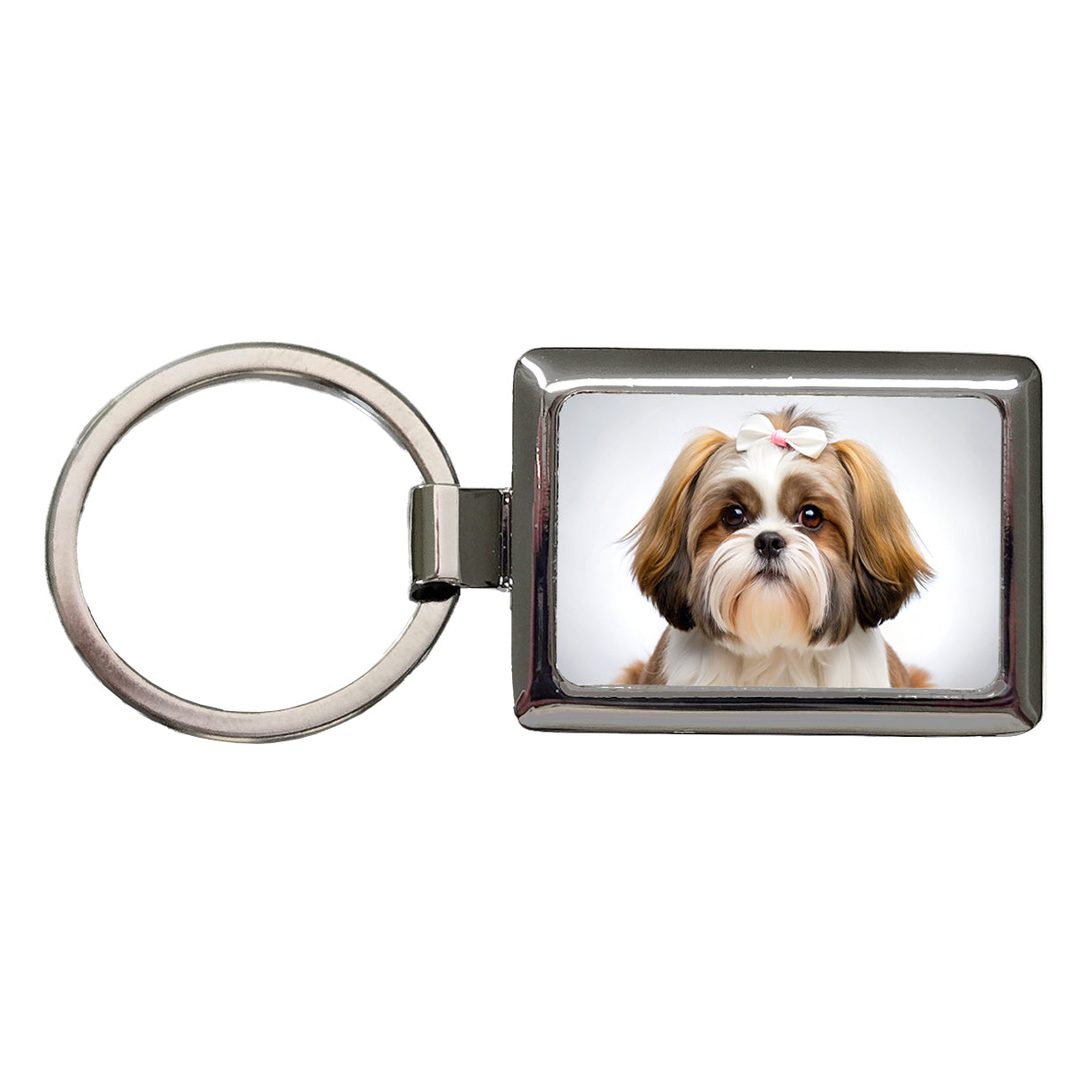 Shih Tzu Dog Photo Rectangle Metal Keychain