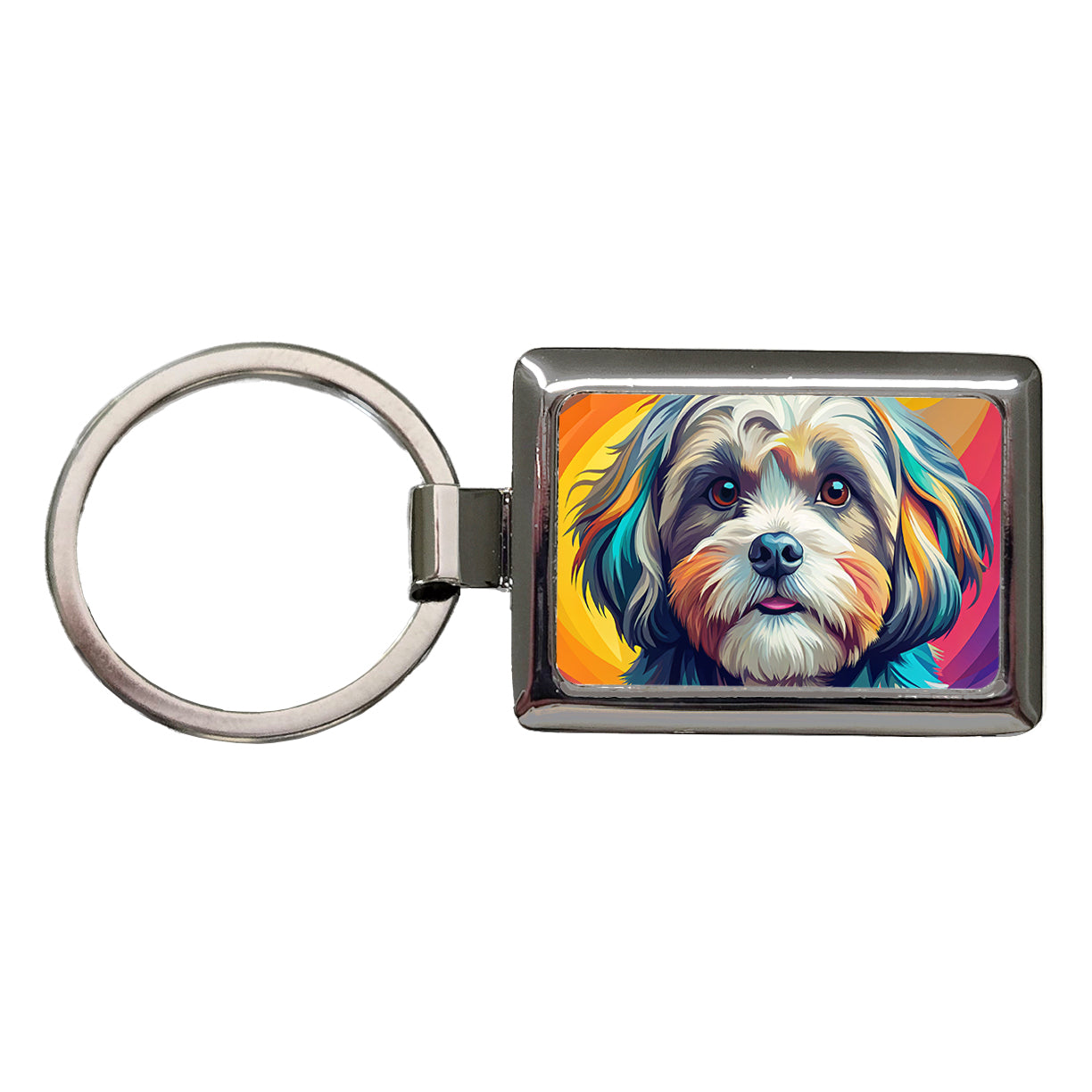 Shih Tzu Dog Pop Art Rectangle Metal Keychain