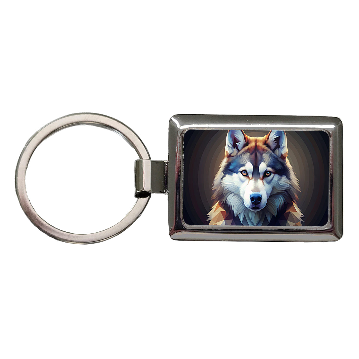 Siberian Husky Dog Abstract Stylized Art Rectangle Metal Keychain