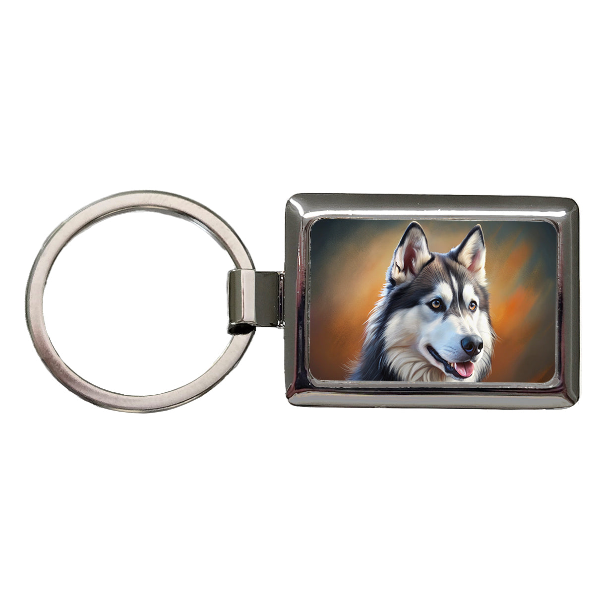 Siberian Husky Dog Illustration Rectangle Metal Keychain