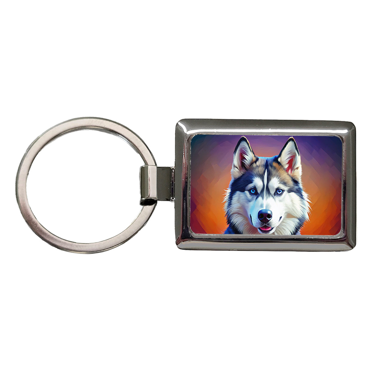 Siberian Husky Dog Pop Art Rectangle Metal Keychain