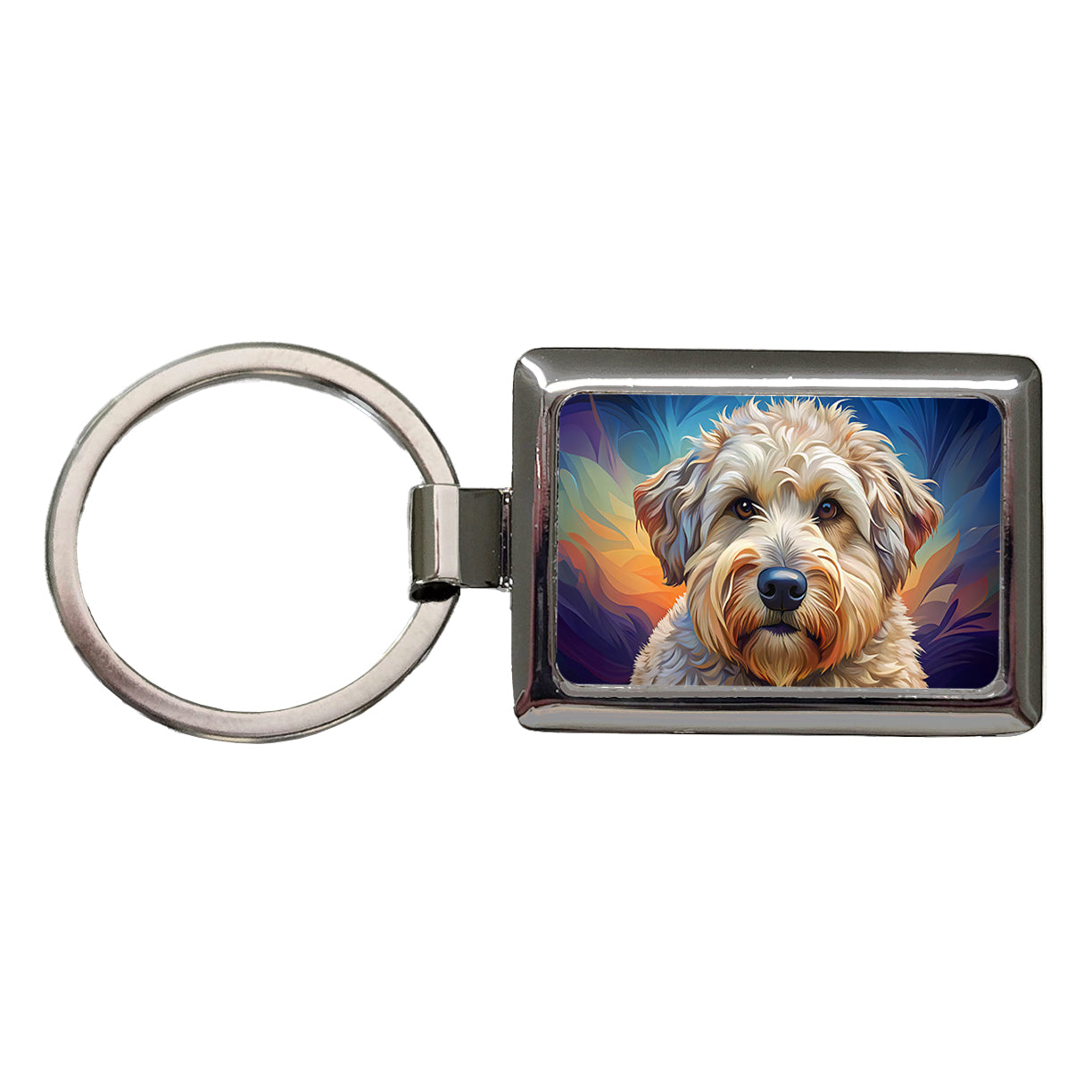 Soft Coated Wheaten Terrier Dog Pop Art Rectangle Metal Keychain