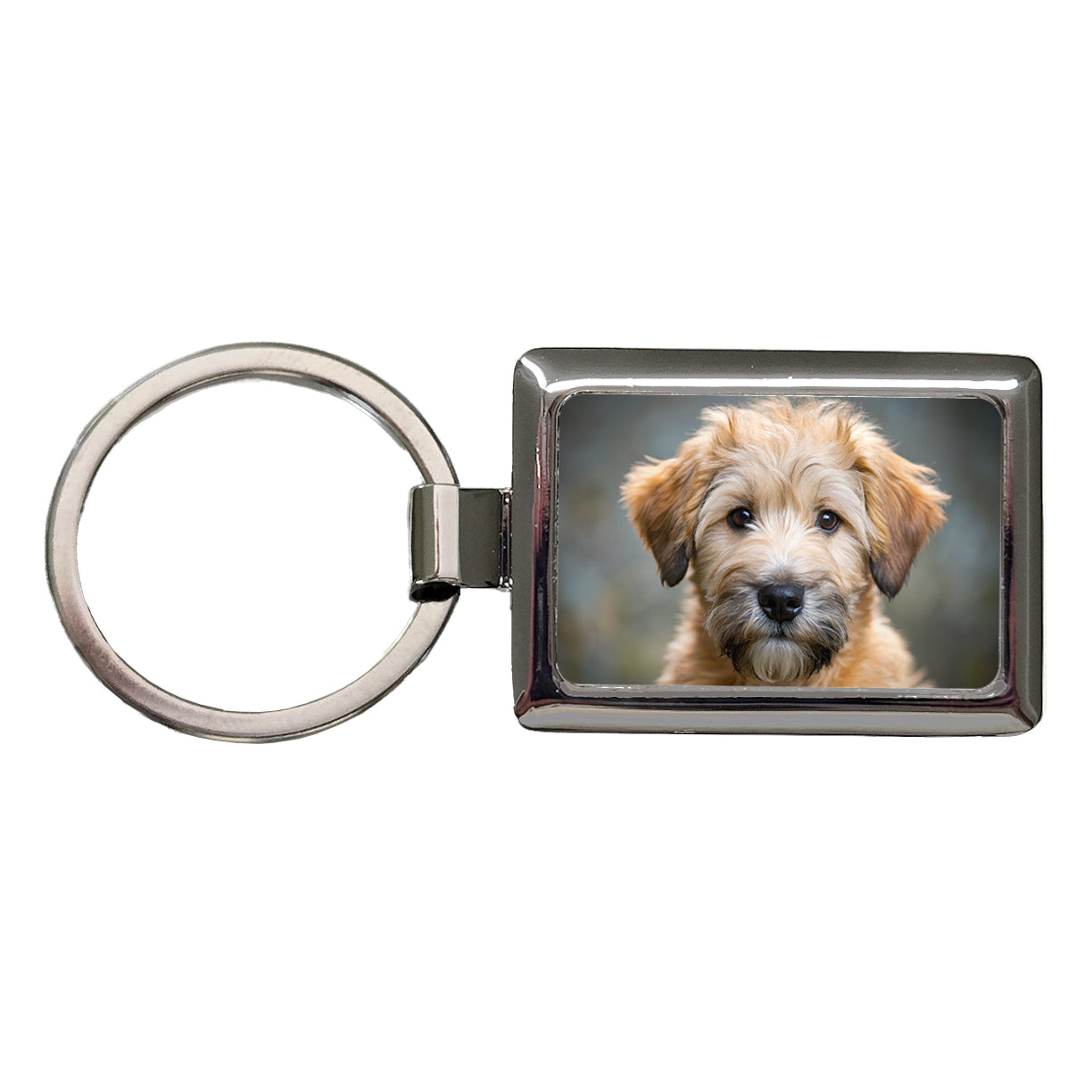 Soft Coated Wheaten Terrier Dog Puppy Photo Rectangle Metal Keychain