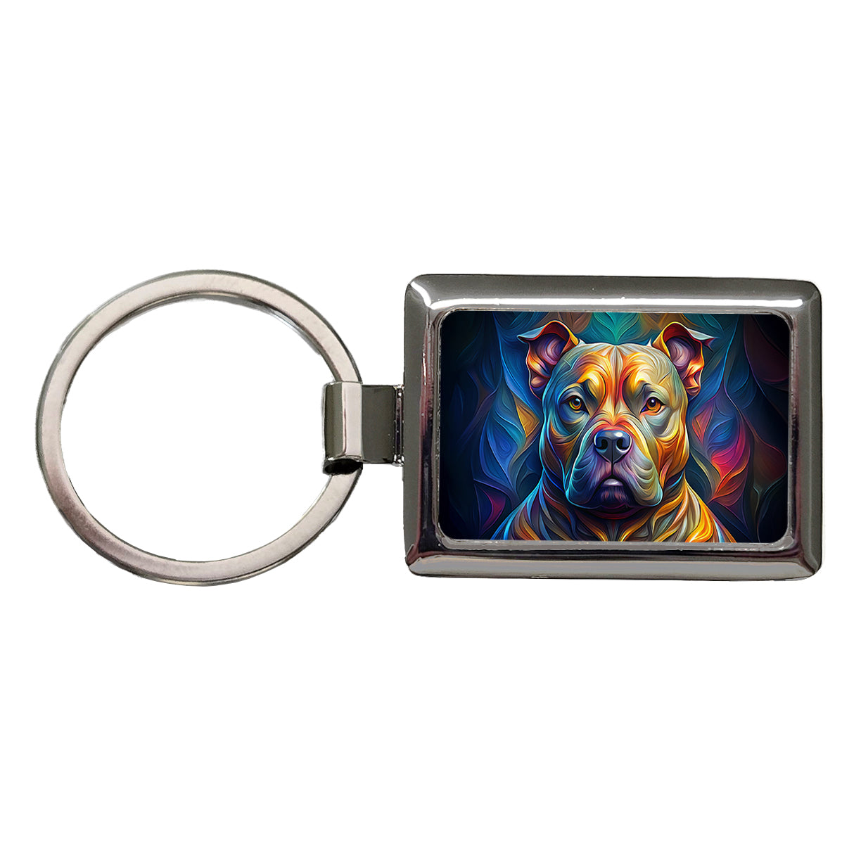 Staffordshire Bull Terrier Staffy Dog Abstract Stylized Art Rectangle Metal Keychain