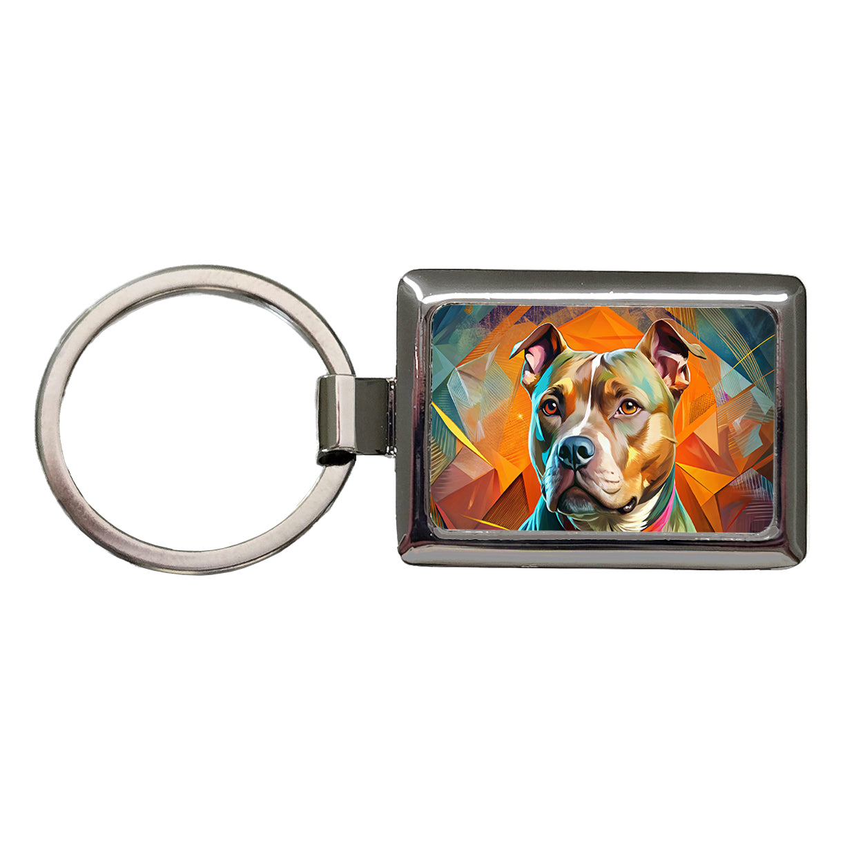 Staffordshire Bull Terrier Staffy Dog Contemporary Art Rectangle Metal Keychain