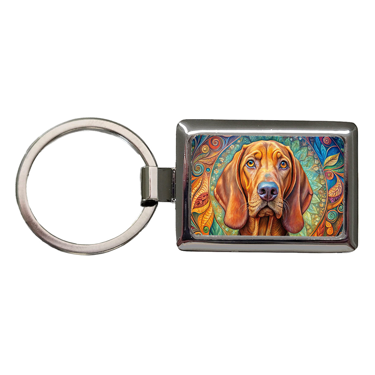 Vizsla Dog Bohemian Art Rectangle Metal Keychain