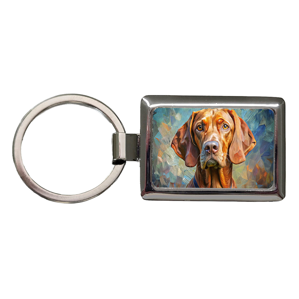 Vizsla Dog Expressionism Art Rectangle Metal Keychain