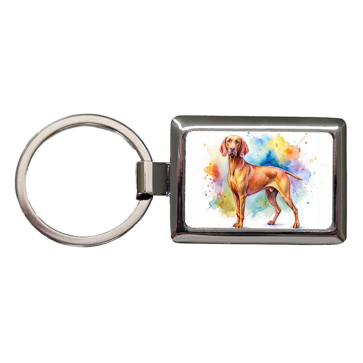 Vizsla Dog Watercolor Style Rectangle Metal Keychain