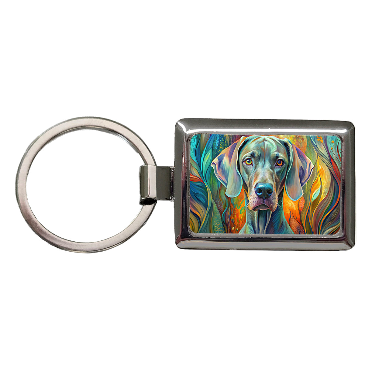 Weimaraner Dog Abstract Art Rectangle Metal Keychain