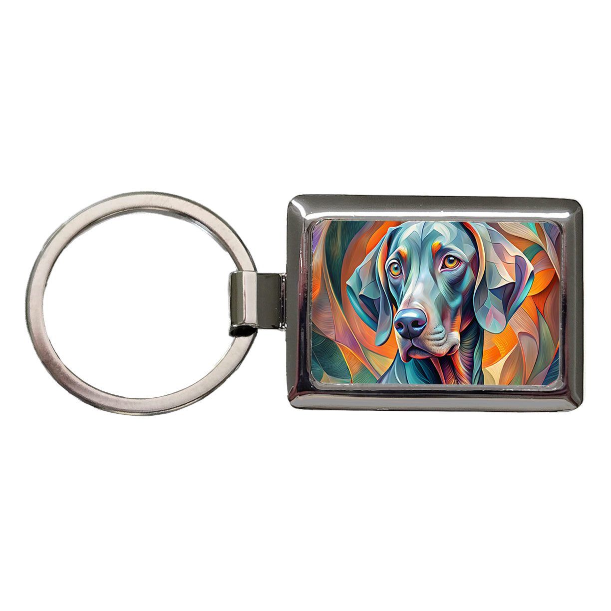 Weimaraner Dog Abstract Stylized Art Rectangle Metal Keychain