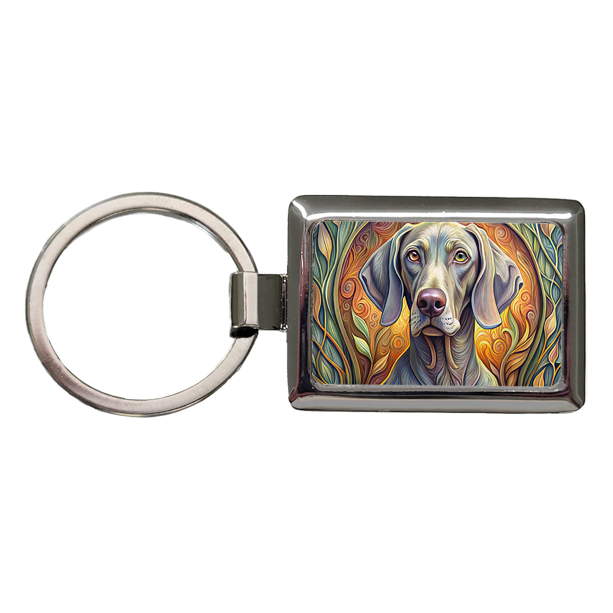 Weimaraner Dog Art Nouveau Rectangle Metal Keychain
