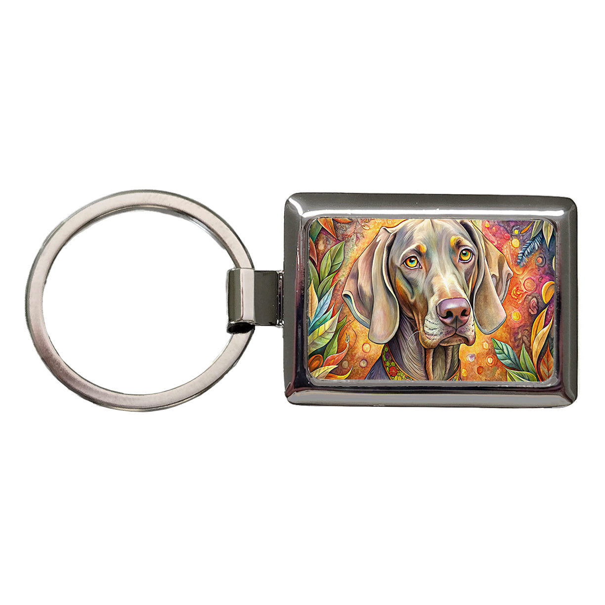 Weimaraner Dog Bohemian Art Rectangle Metal Keychain