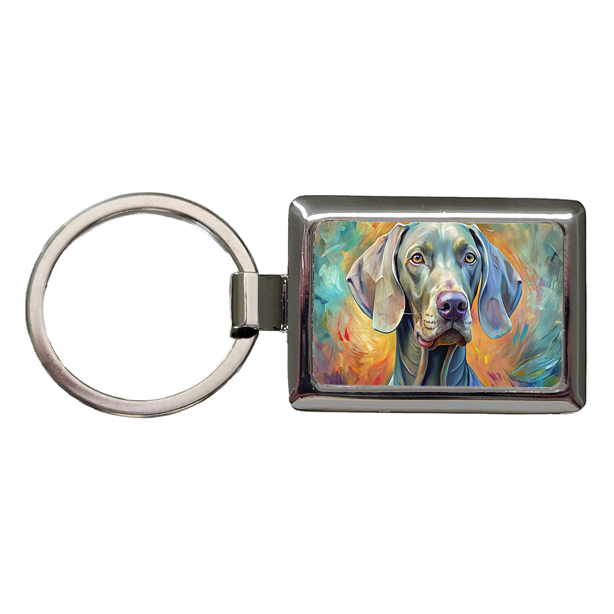 Weimaraner Dog Expressionism Art Rectangle Metal Keychain