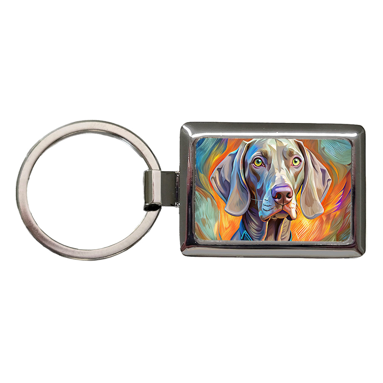 Weimaraner Dog Pop Art Rectangle Metal Keychain