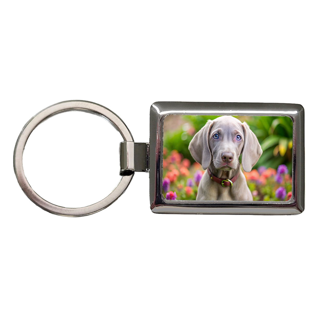 Weimaraner Dog Puppy Photo Rectangle Metal Keychain
