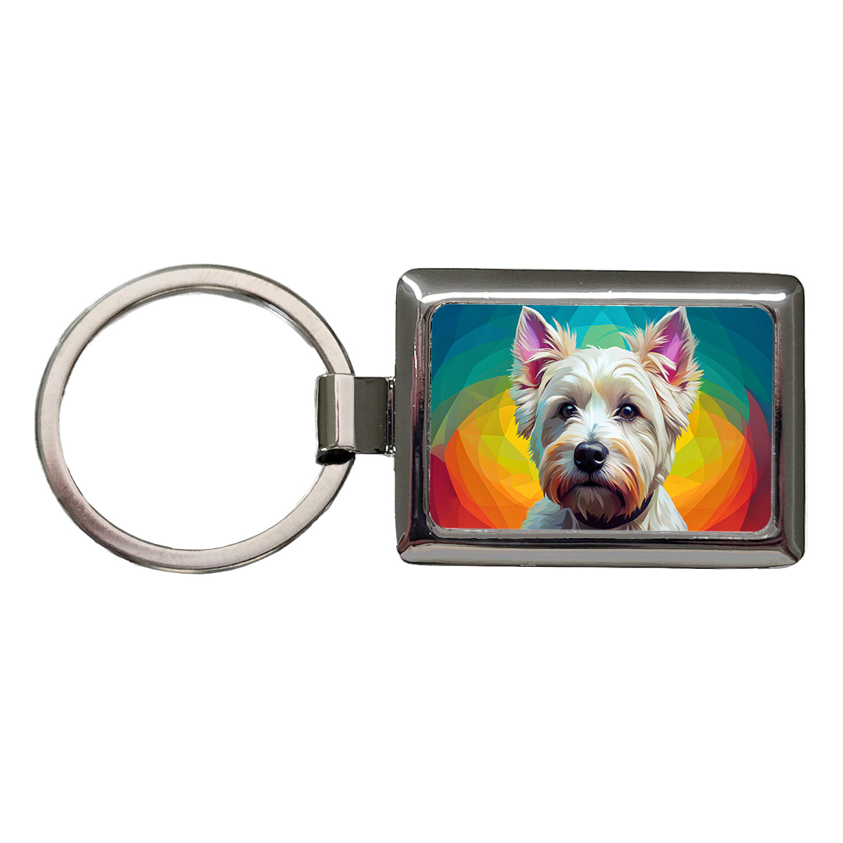 West Highland White Terrier Westie Dog Pop Art Rectangle Metal Keychain