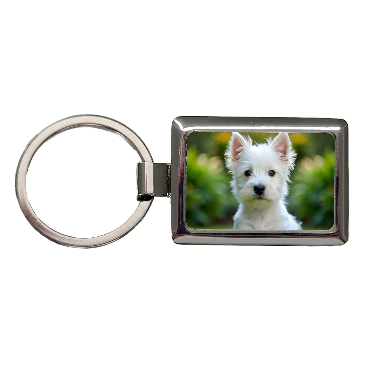 West Highland White Terrier Westie Dog Puppy Photo Rectangle Metal Keychain