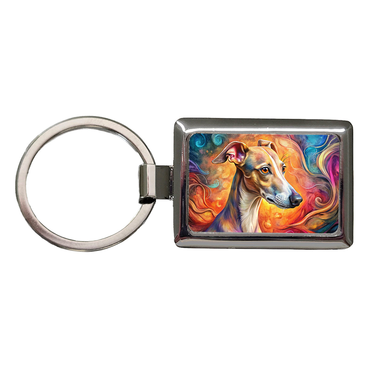 Whippet Dog Abstract Art Rectangle Metal Keychain