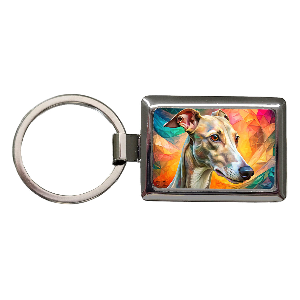 Whippet Dog Pop Art Rectangle Metal Keychain