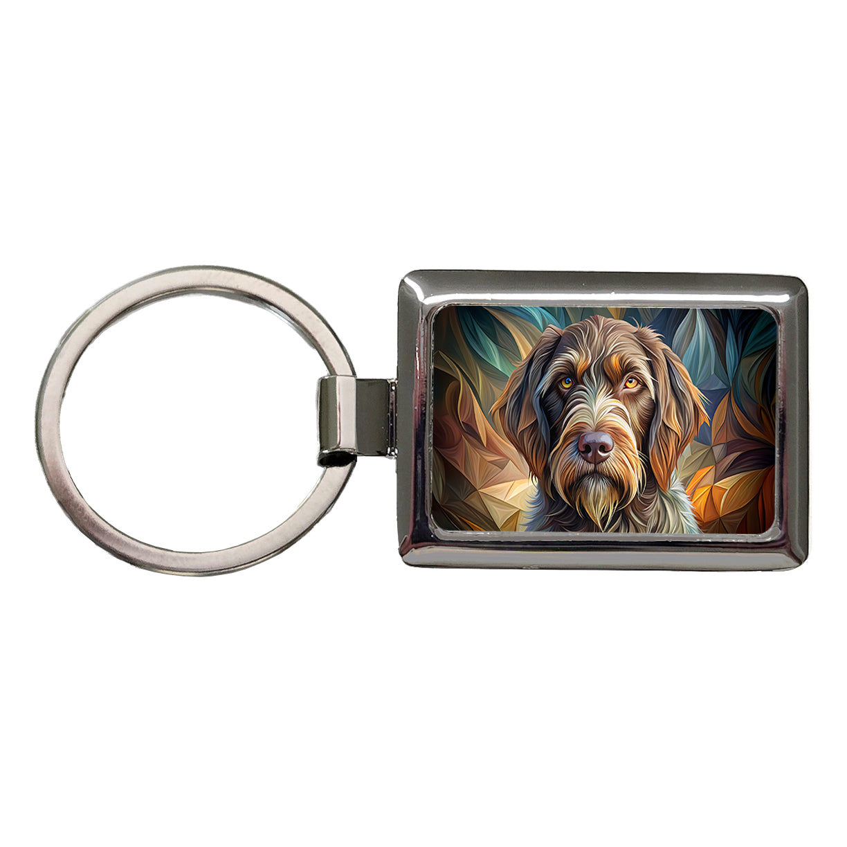 Wirehaired Pointing Griffon Dog Abstract Stylized Art Rectangle Metal Keychain