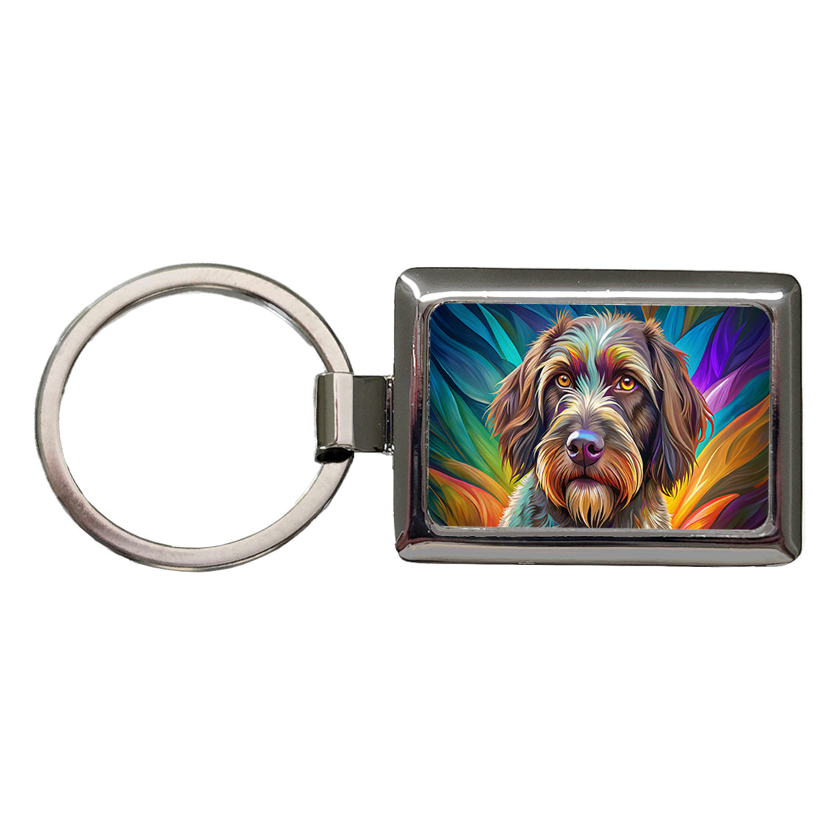 Wirehaired Pointing Griffon Dog Pop Art Rectangle Metal Keychain