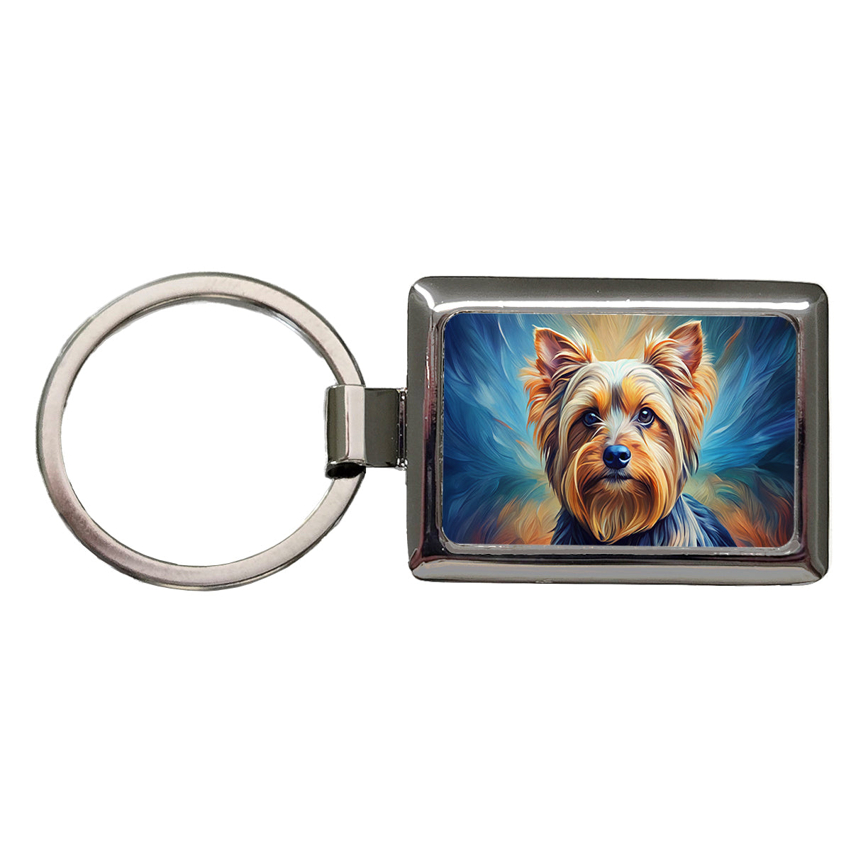 Yorkshire Terrier Yorkie Dog Expressionism Art Rectangle Metal Keychain