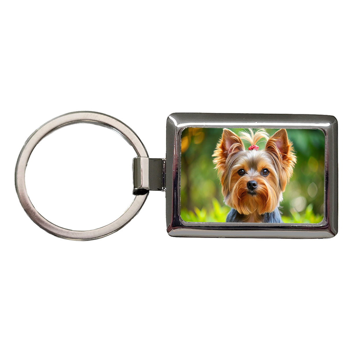 Yorkshire Terrier Yorkie Dog Photo Rectangle Metal Keychain