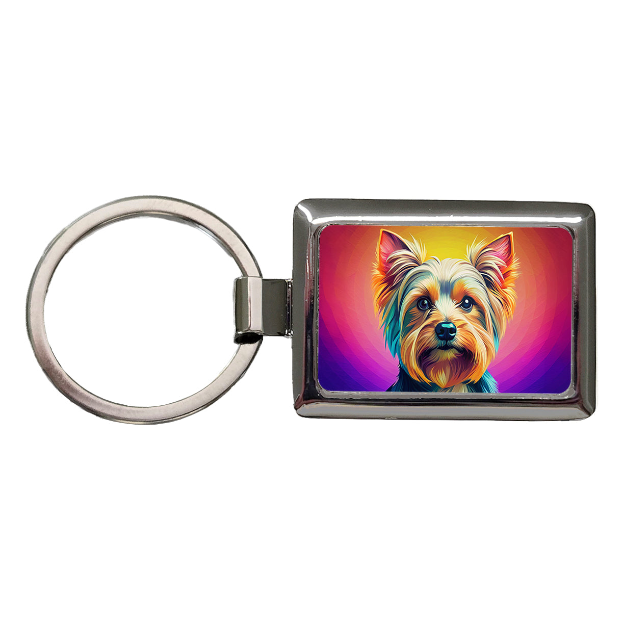 Yorkshire Terrier Yorkie Dog Pop Art Rectangle Metal Keychain